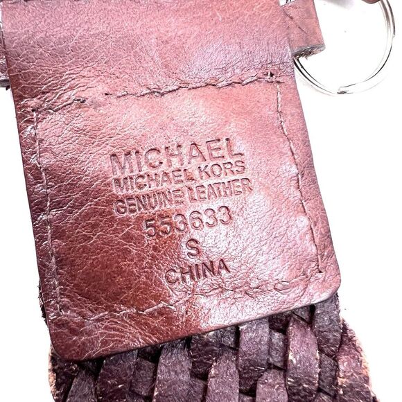 Michael Kors Brown Leather Braided 2" Wide Hip Belt With Charms Womens Small - Picture 6 of 6